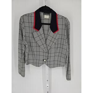 VTG My Michelle Women's Black White Long Sleeve Single Button Jacket Size Large